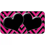 Pink Black Chevon Hearts Metal Novelty License Plate 6" x 3" (BP)