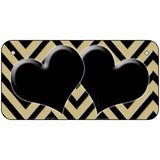 Gold Black Chevon Hearts Metal Novelty License Plate 6" x 3" (BP)