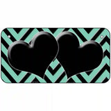 Mint Black Chevon Hearts Metal Novelty License Plate 6" x 3" (BP)