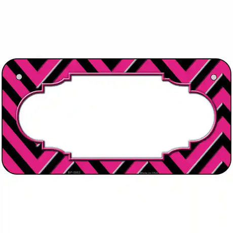 Pink Black Chevron Scallop Metal Novelty License Plate 6" x 3" (BP)