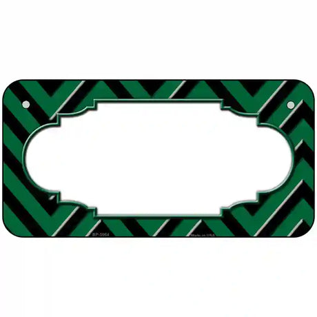 Green Black Chevron Scallop Metal Novelty License Plate 6" x 3" (BP)