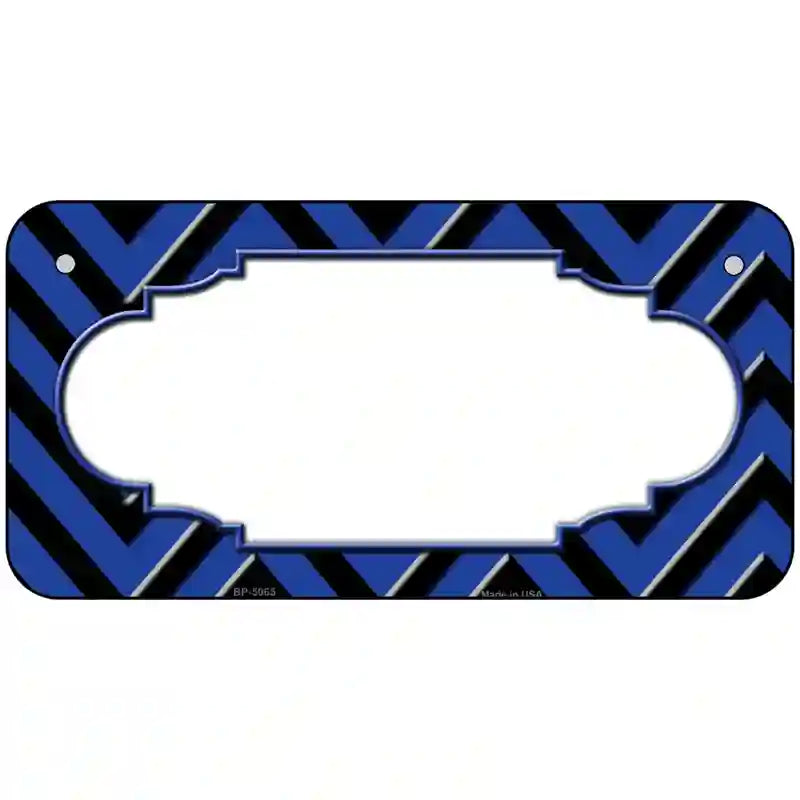 Blue Black Chevron Scallop Metal Novelty License Plate 6" x 3" (BP)