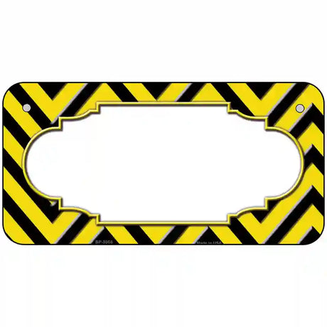 Yellow Black Chevron Scallop Metal Novelty License Plate 6" x 3" (BP)