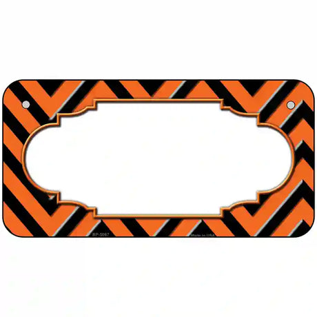 Orange Black Chevron Scallop Metal Novelty License Plate 6" x 3" (BP)