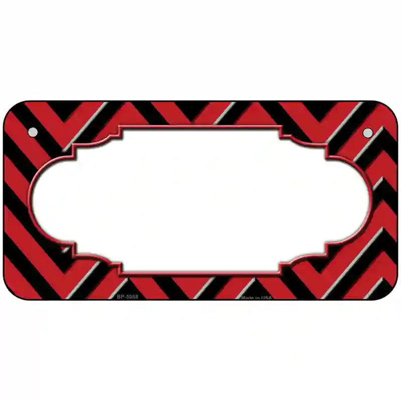 Red Black Chevron Scallop Metal Novelty License Plate 6" x 3" (BP)