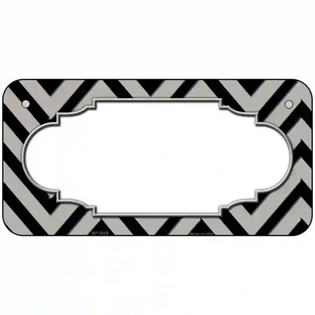 Grey Black Chevron Scallop Metal Novelty License Plate 6" x 3" (BP)