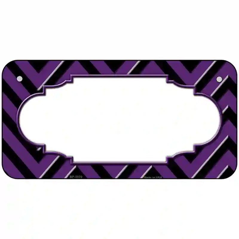 Purple Black Chevron Scallop Metal Novelty License Plate 6" x 3" (BP)