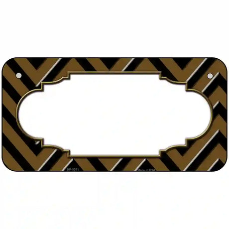 Brown Black Chevron Scallop Metal Novelty License Plate 6" x 3" (BP)