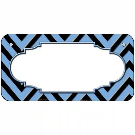 Light Blue Black Chevron Scallop Metal Novelty License Plate 6" x 3" (BP)