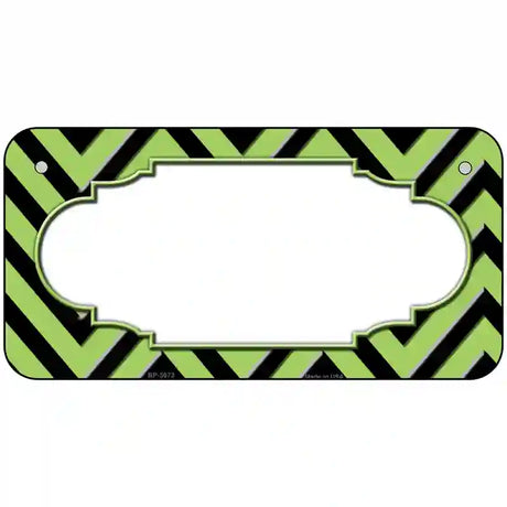 Lime Green Black Chevron Scallop Metal Novelty License Plate 6" x 3" (BP)