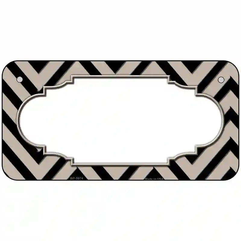 Tan Black Chevron Scallop Metal Novelty License Plate 6" x 3" (BP)