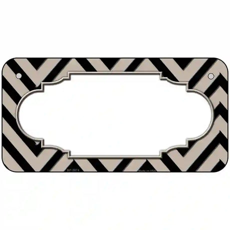 Tan Black Chevron Scallop Metal Novelty License Plate 6" x 3" (BP)