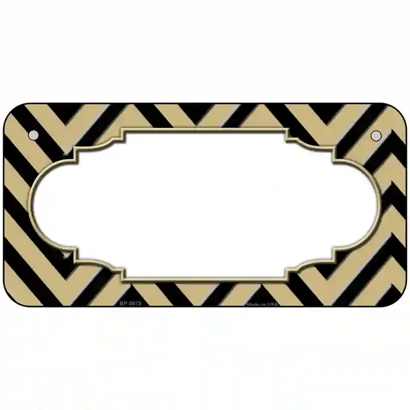 Gold Black Chevron Scallop Metal Novelty License Plate 6" x 3" (BP)