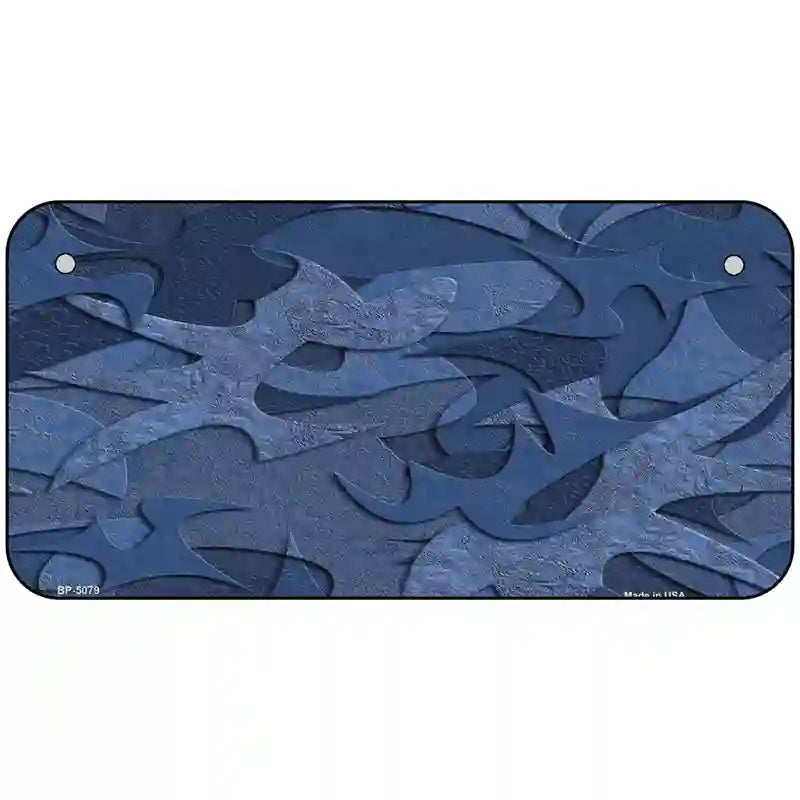 Camouflage Solid Blue Metal Novelty License Plate 6" x 3" (BP)