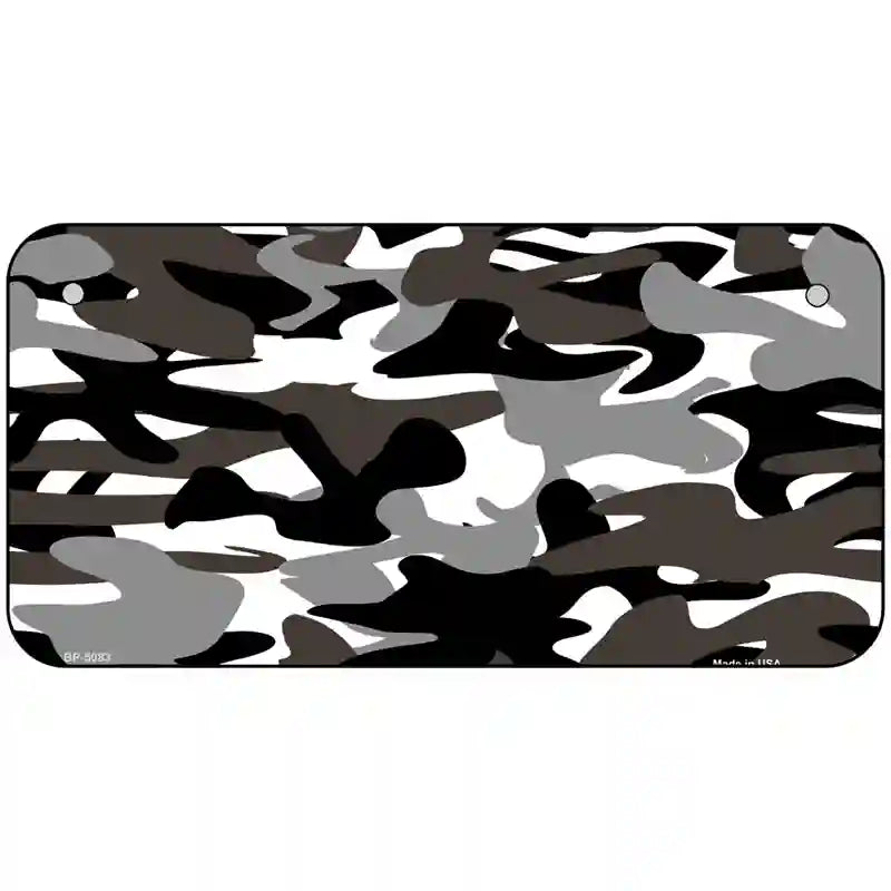 Black And White Camouflage Metal Novelty License Plate 6" x 3" (BP)