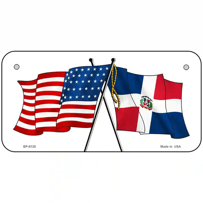 United States Dominican Republic Crossed Flags Metal Novelty License Plate Sign 6" x 3" (BP)