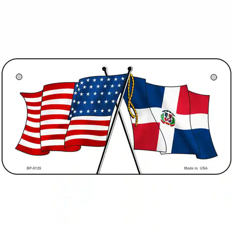 United States Dominican Republic Crossed Flags Metal Novelty License Plate Sign 6" x 3" (BP)