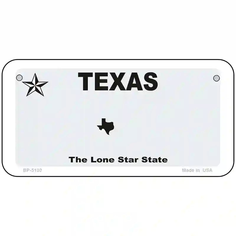 Texas White Blank Novelty Metal License Plate 6" x 3" (BP)