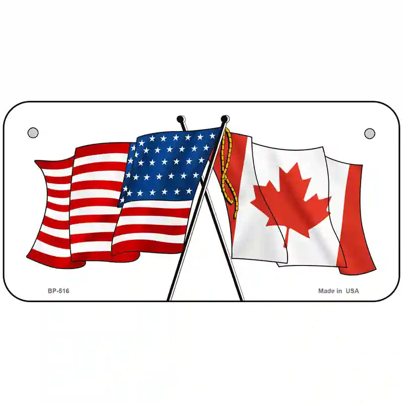 United States Canadian Flag Metal Novelty License Plate 6" x 3" (BP)