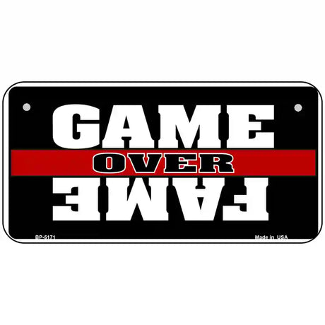 Game Over Fame Metal Novelty License Plate 6" x 3" (BP)