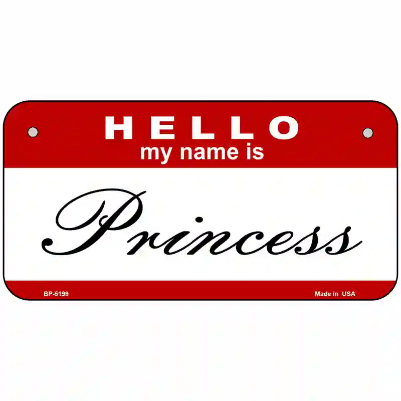 Princess Metal Novelty License Plate 6" x 3" (BP)