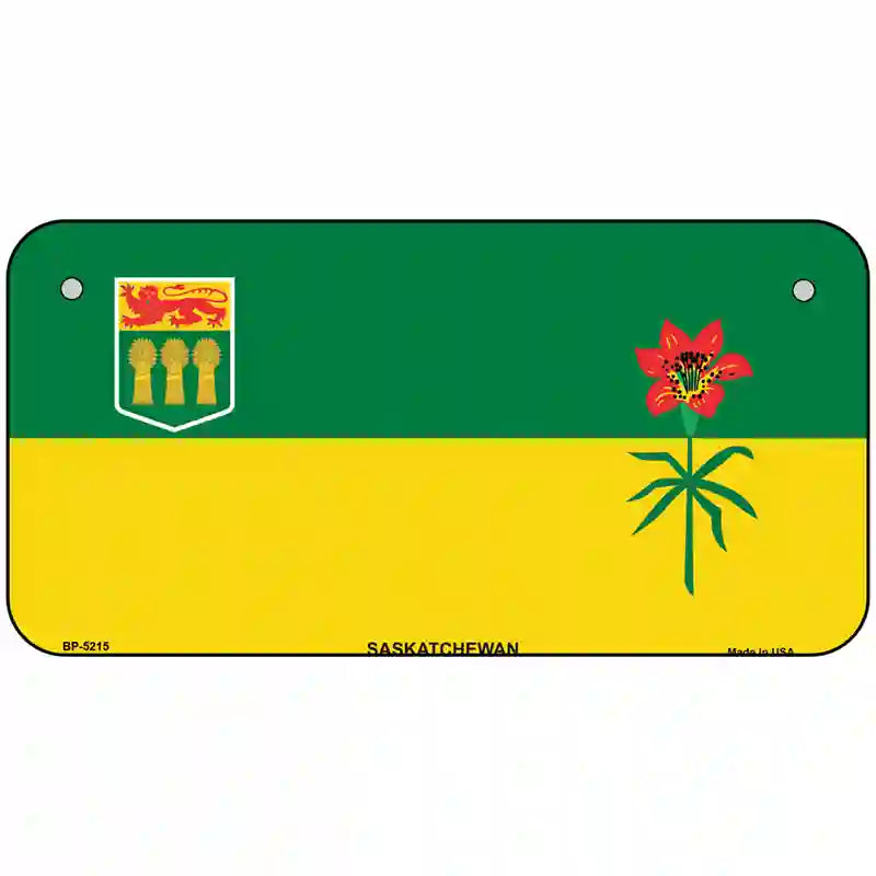 Saskatchewan Flag Metal Novelty License Plate 6" x 3" (BP)