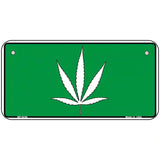 Marijuana Leaf Novelty Metal License Plate 6" x 3" (BP)