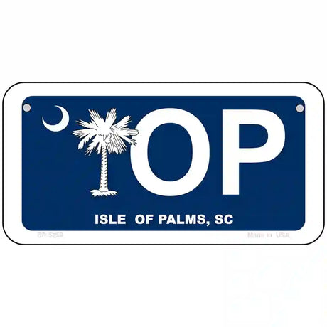 IOP Isle of Palms Blue Metal Novelty License Plate 6" x 3" (BP)