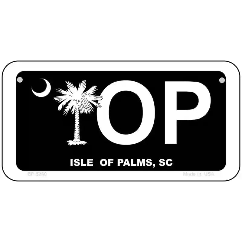 IOP Isle of Palms Black Metal Novelty License Plate 6" x 3" (BP)