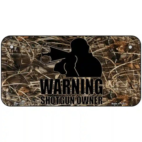 Warning Shotgun Owner Metal Novelty License Plate 6" x 3" (BP)