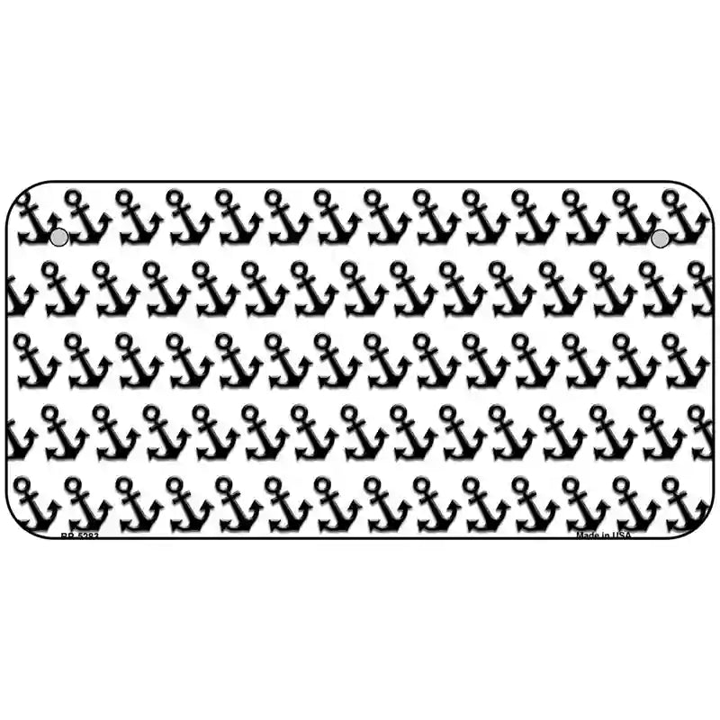 White Black Anchor Metal Novelty License Plate 6" x 3" (BP)