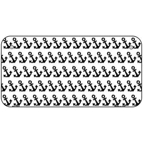 White Black Anchor Metal Novelty License Plate 6" x 3" (BP)