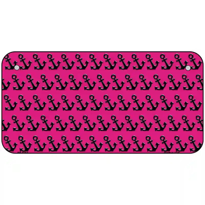 Pink Black Anchor Metal Novelty License Plate 6" x 3" (BP)