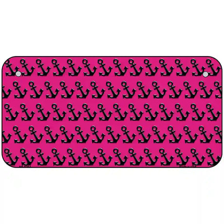 Pink Black Anchor Metal Novelty License Plate 6" x 3" (BP)