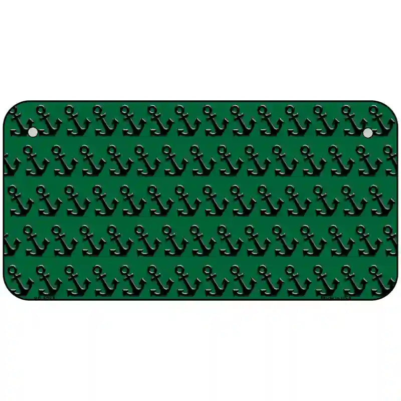 Green Black Anchor Metal Novelty License Plate 6" x 3" (BP)