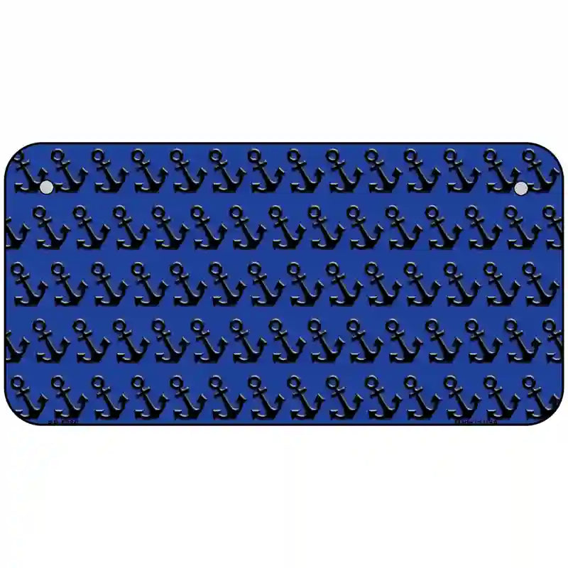 Blue Black Anchor Metal Novelty License Plate 6" x 3" (BP)