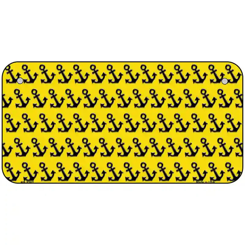 Yellow Black Anchor Metal Novelty License Plate 6" x 3" (BP)