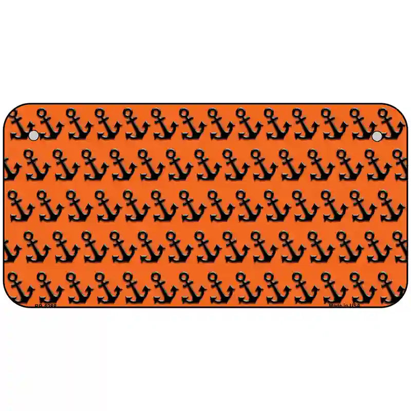 Orange Black Anchor Metal Novelty License Plate 6" x 3" (BP)