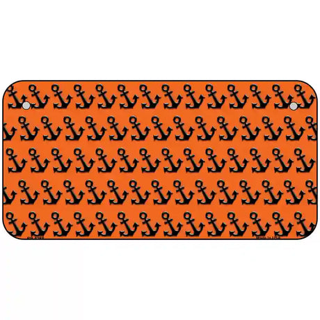 Orange Black Anchor Metal Novelty License Plate 6" x 3" (BP)