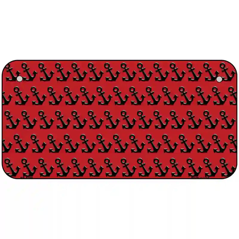 Red Black Anchor Metal Novelty License Plate 6" x 3" (BP)