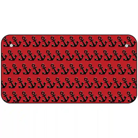 Red Black Anchor Metal Novelty License Plate 6" x 3" (BP)