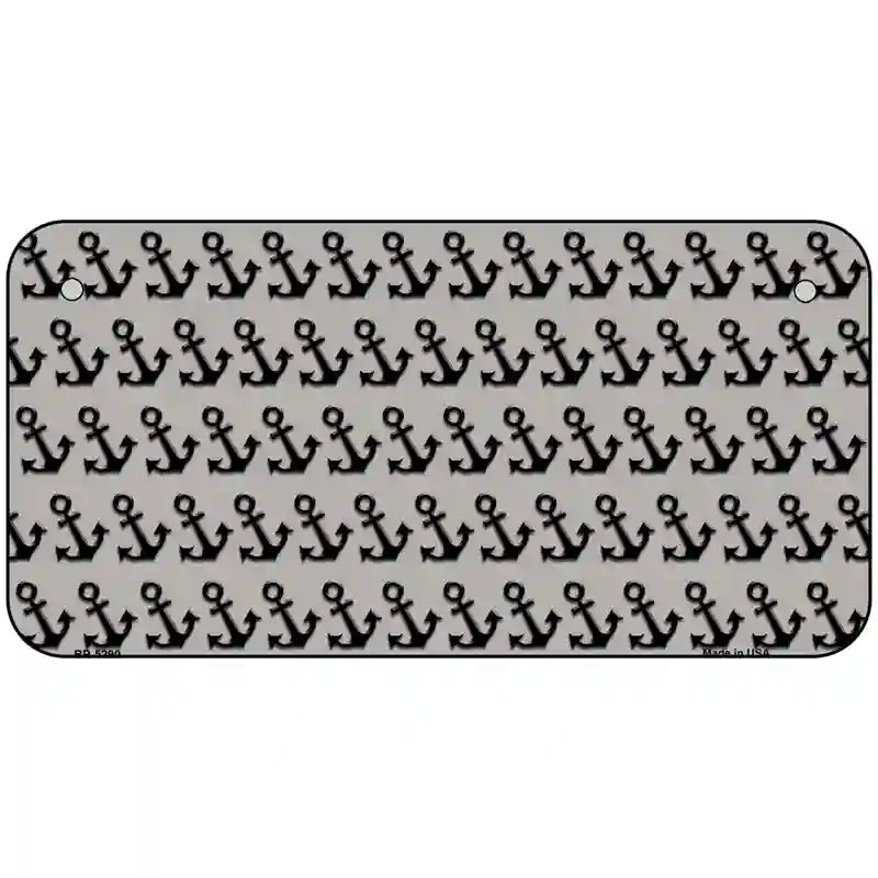 Grey Black Anchor Metal Novelty License Plate 6" x 3" (BP)