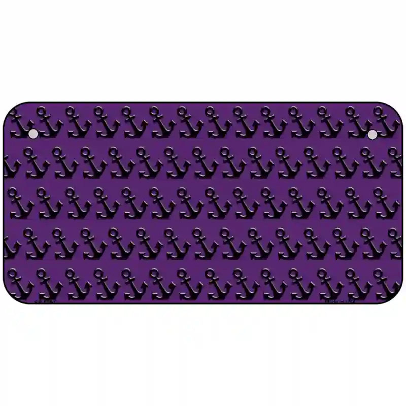 Purple Black Anchor Metal Novelty License Plate 6" x 3" (BP)