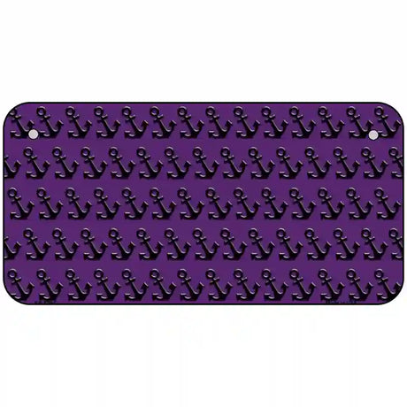 Purple Black Anchor Metal Novelty License Plate 6" x 3" (BP)