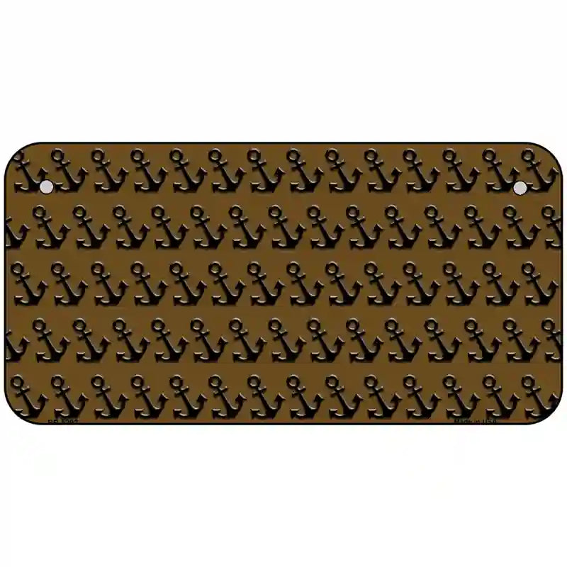 Brown Black Anchor Metal Novelty License Plate 6" x 3" (BP)