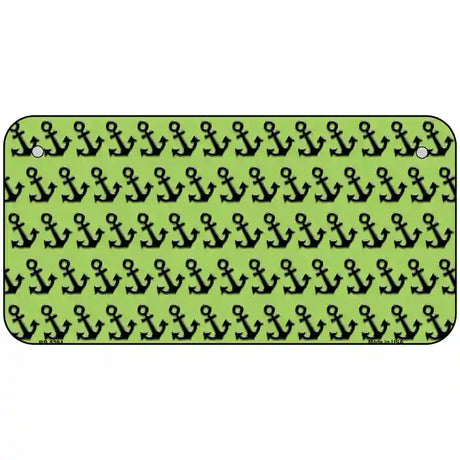 Lime Green Black Anchor Metal Novelty License Plate 6" x 3" (BP)