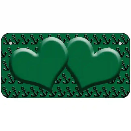 Green Black Anchor Green Heart Center Metal Novelty License Plate 6" x 3" (BP)