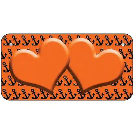 Orange Black Anchor Orange Heart Center Metal Novelty License Plate 6" x 3" (BP)