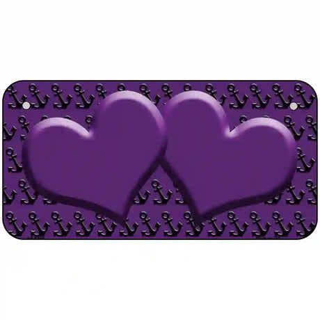 Purple Black Anchor Purple Heart Center Metal Novelty License Plate 6" x 3" (BP)