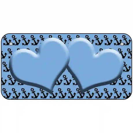 Light Blue Black Anchor Light Blue Heart Center Metal Novelty License Plate 6" x 3" (BP)